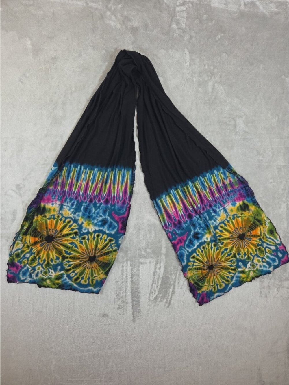 Tie Dye 16"x82" Drapey Lightweigth Knit Jersey Soft Boho Lettuce Hem
